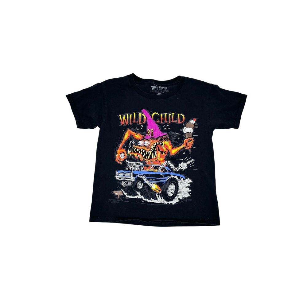 Rat Fink Wild Child Black Short Sleeve T-shirt Kids XS